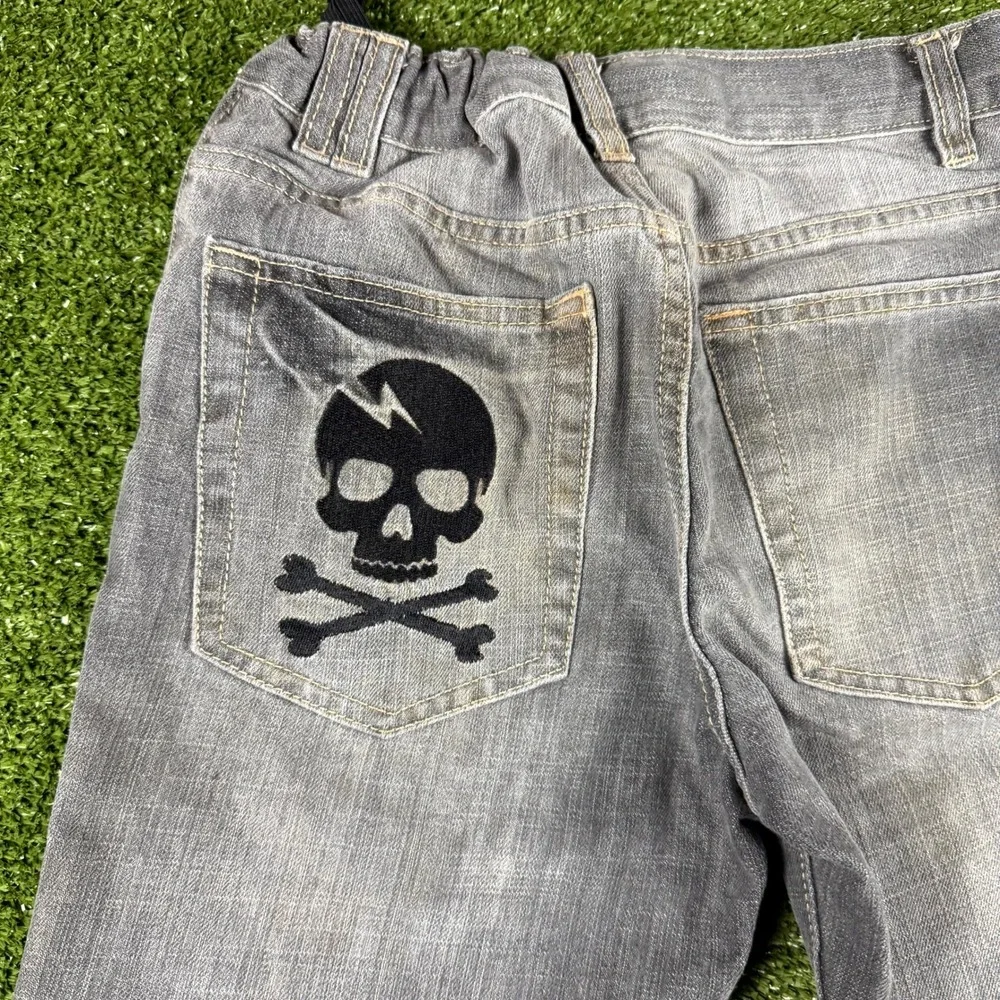 Old Navy Boys Skinny Jeans Gray Skull Graphic Size 12 Regular 0742